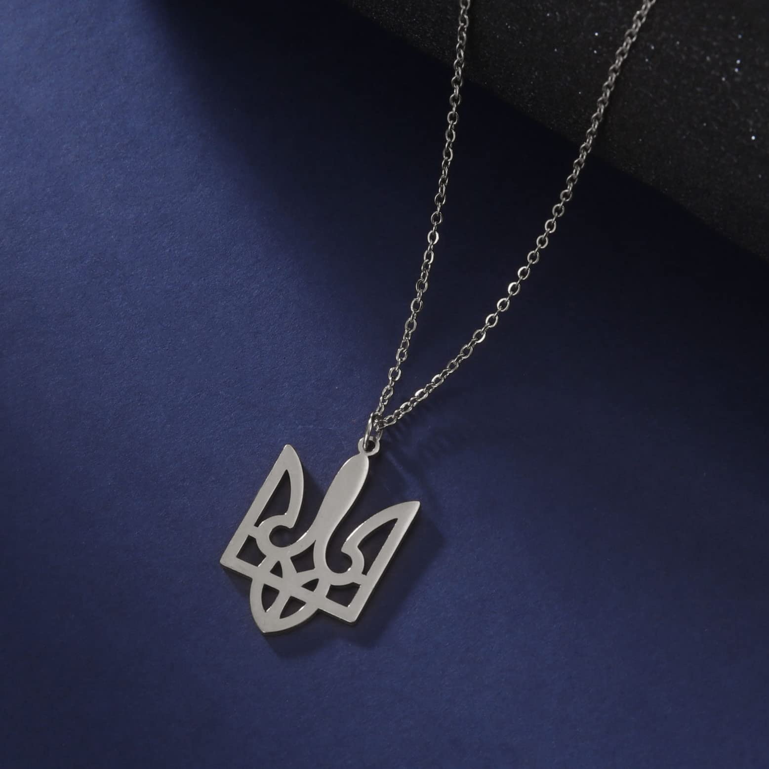 EUEAVAN Necklaces Collana tridente Ucraina argento acciaio