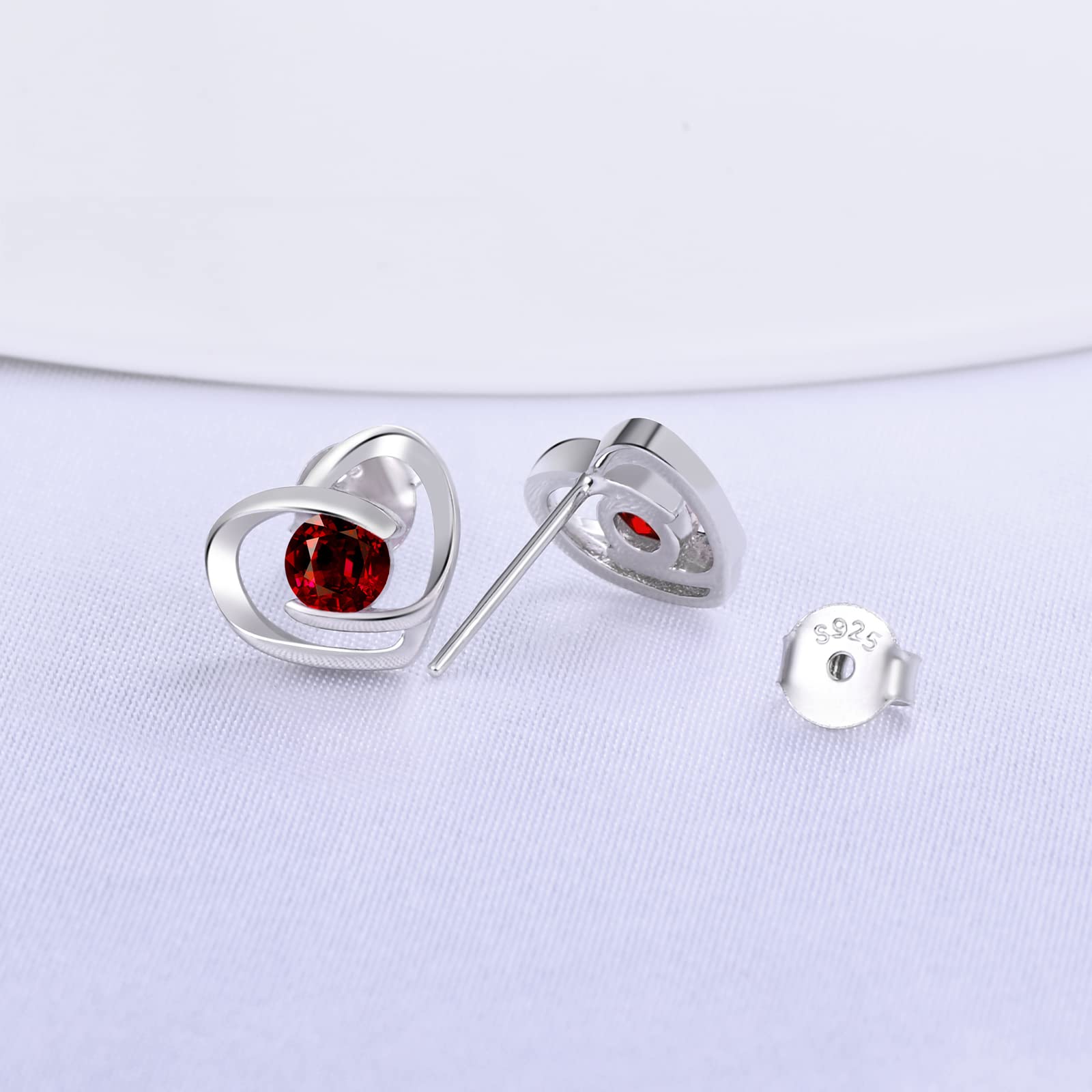 INFINIONLY Fashion Earrings orecchini cuore argento 925 rosso zirconi