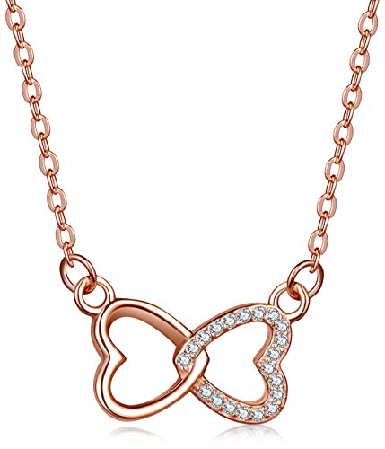 INFINIONLY Fashion Necklaces collana cuore infinito oro rosa zirconi