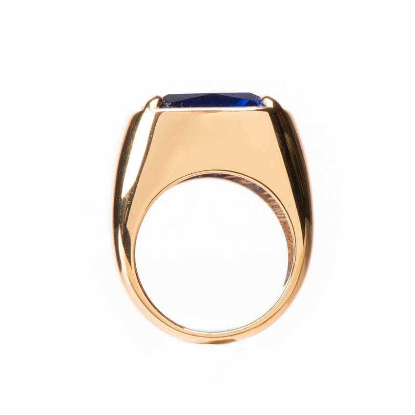 Chic Ad Hoc Anello Pietra Blu Zaffiro Oro Argento
