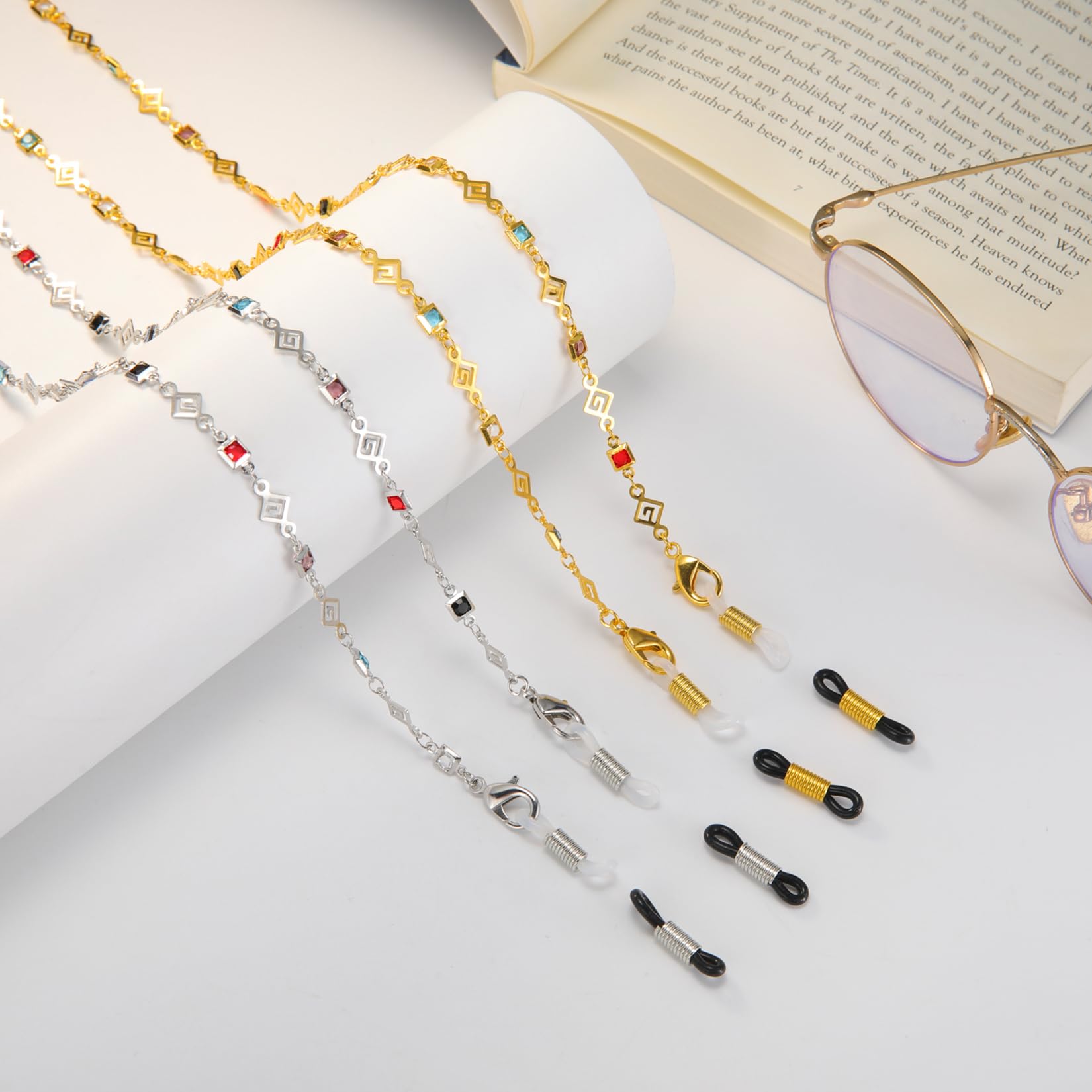 Eueavan Eyeglass cordino occhiali diamanti quadrati