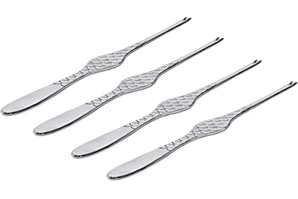 Alessi Colombina Fish FM23/43S4 4 Forchettine Crostacei Acciaio