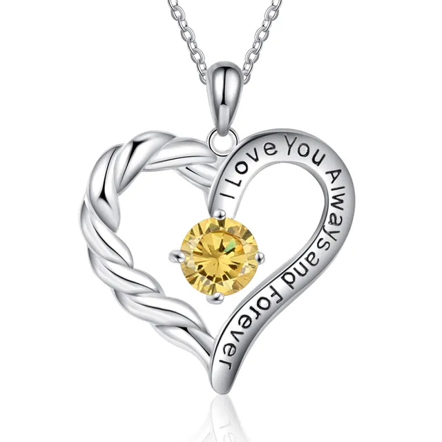 Jessemade Gioielli Collana Cuore Argento 925 Birthstone Mamma