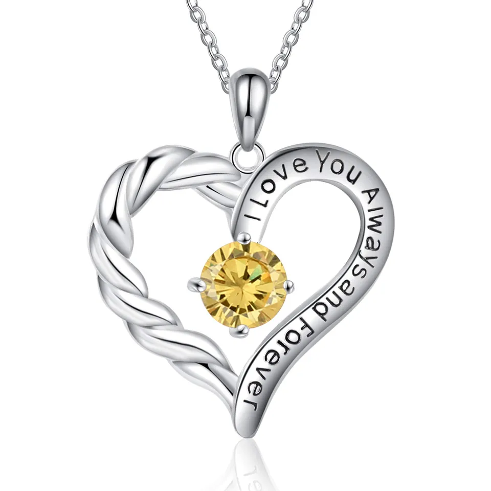 Jessemade Gioielli Collana Cuore Argento 925 Birthstone Mamma