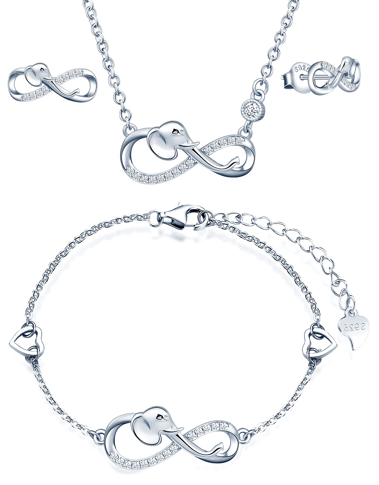 INFINIONLY parure argento 925 infinito elefante colore C
