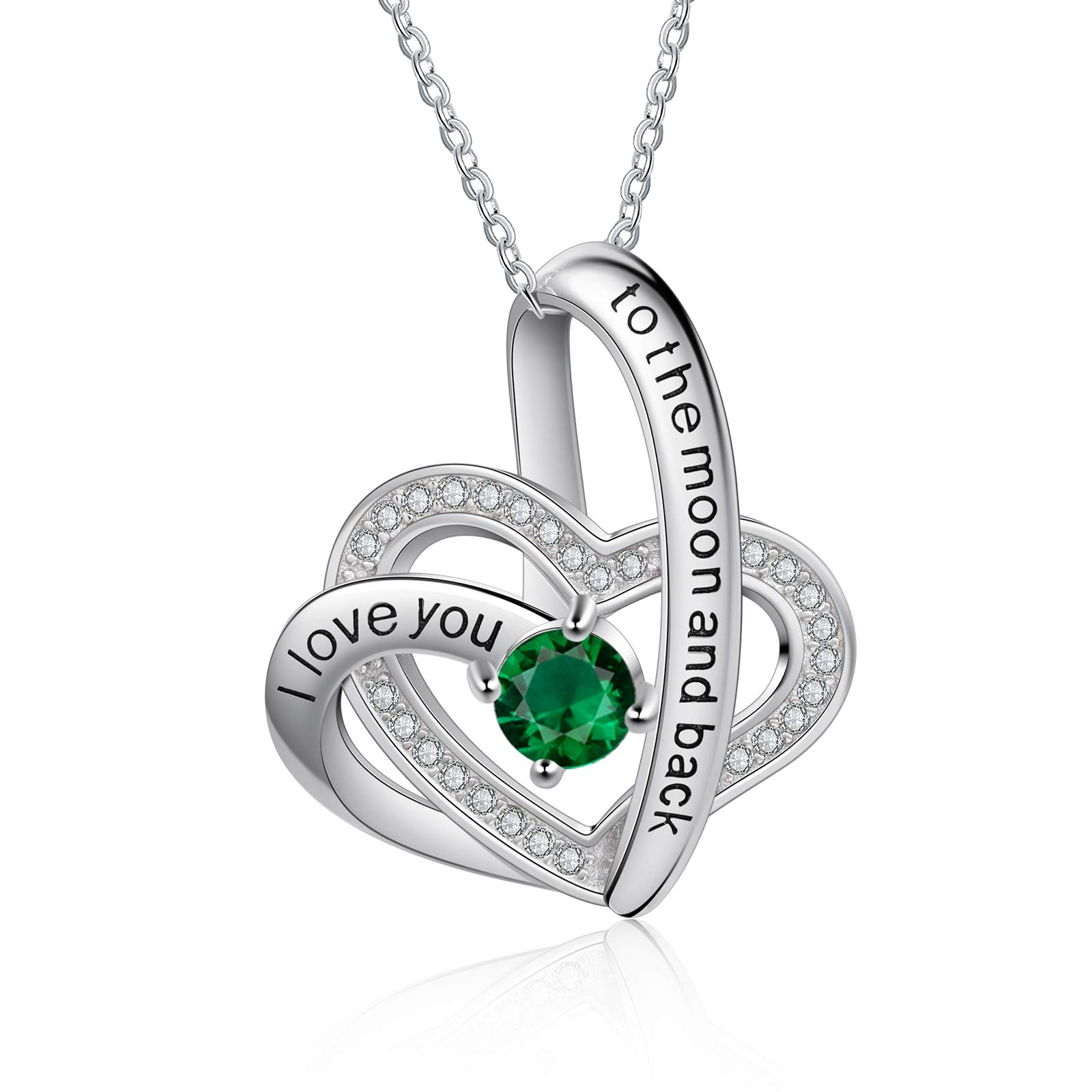 Jessemade Gioielli collana cuore argento 925 birthstone zirconi