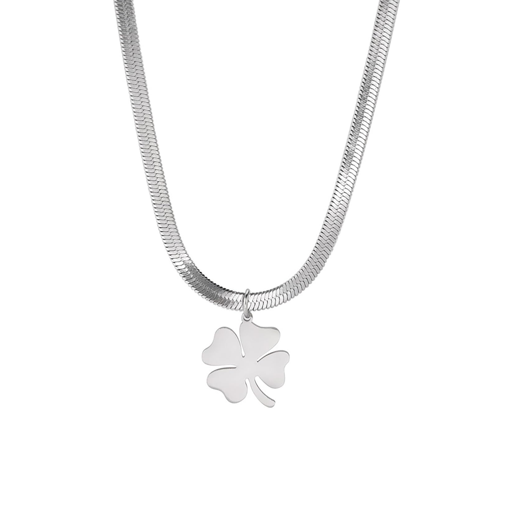 EUEAVAN Collana Quadrifoglio Argento Donna Girocollo Amuleto