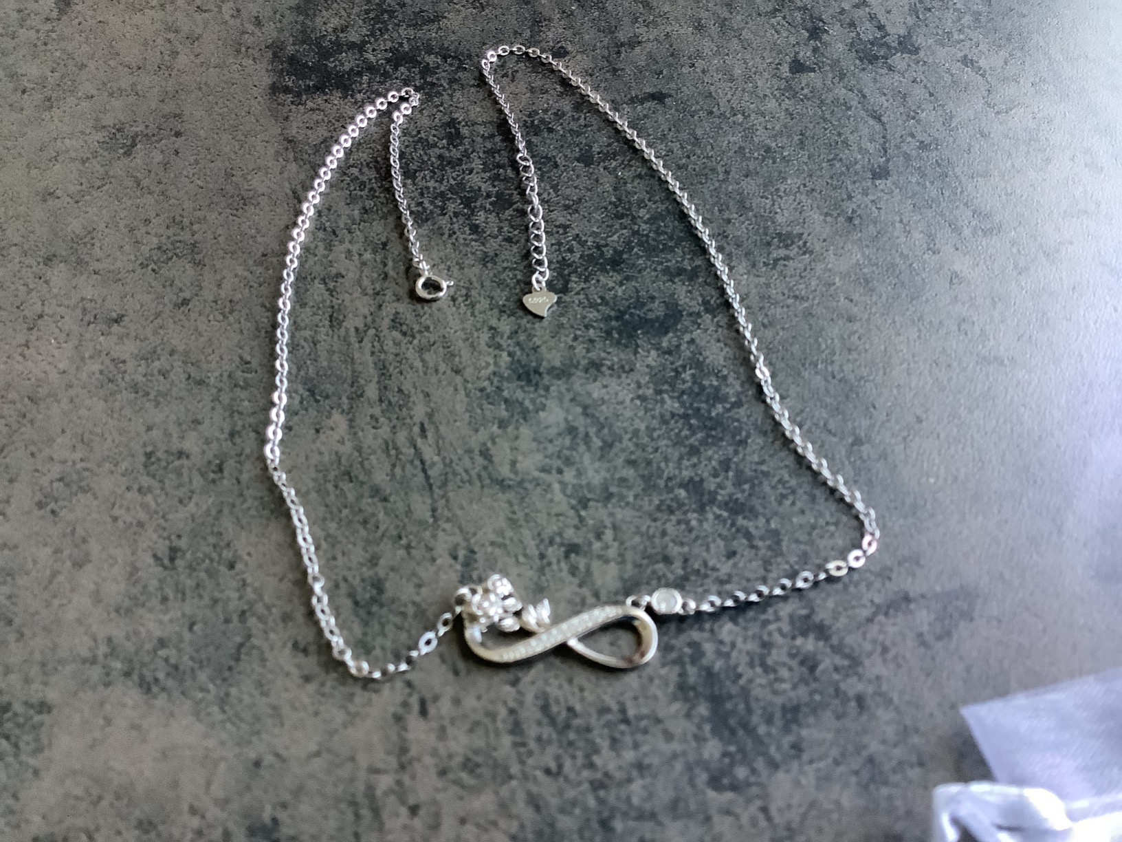 INFINIONLY Fashion Necklaces collana C argento fiore zircone