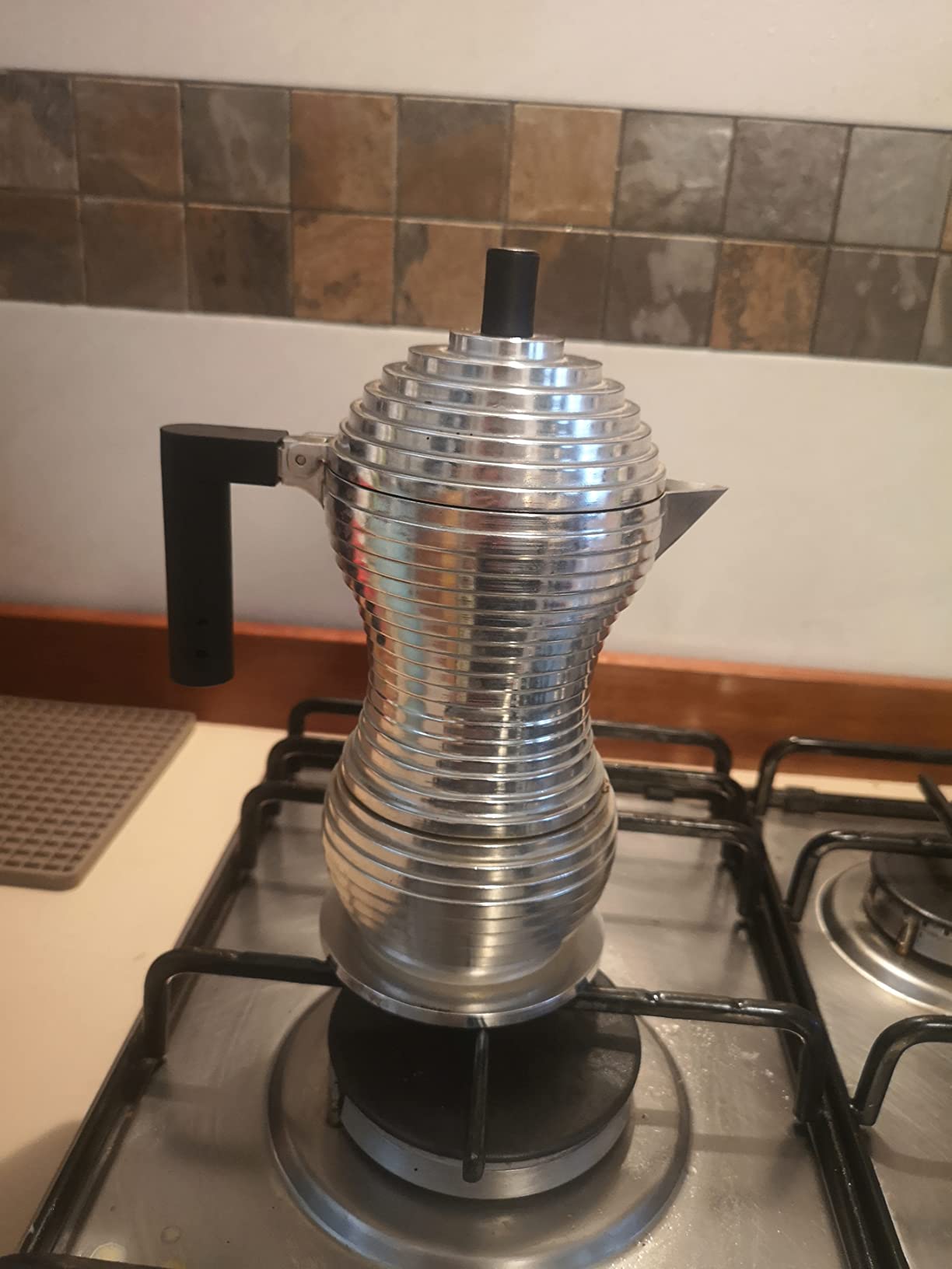 Alessi Pulcina Caffettiera Moka 3 Tazze Rossa Alluminio