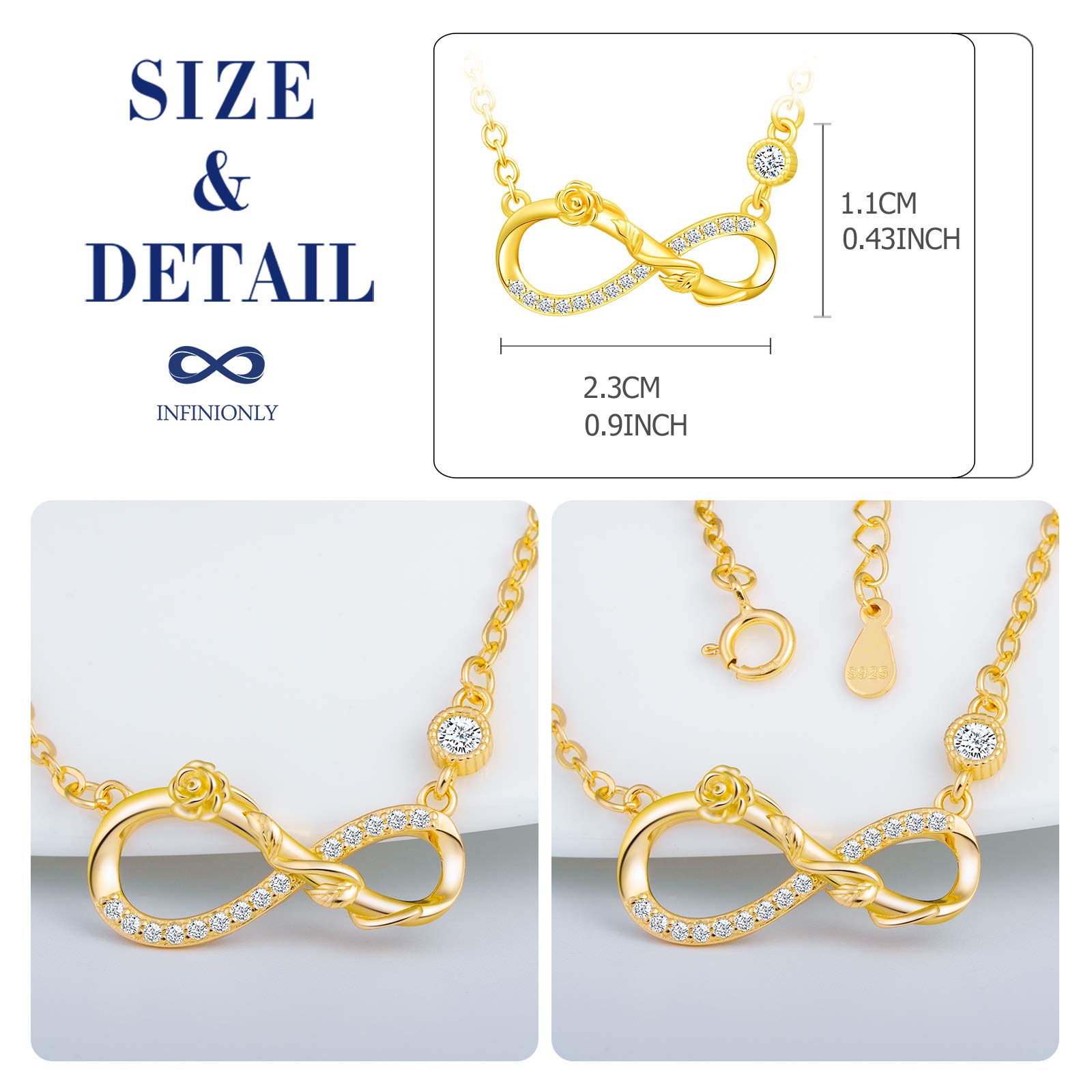 Infinionly Fashion collana oro infinito bracciale zirconi