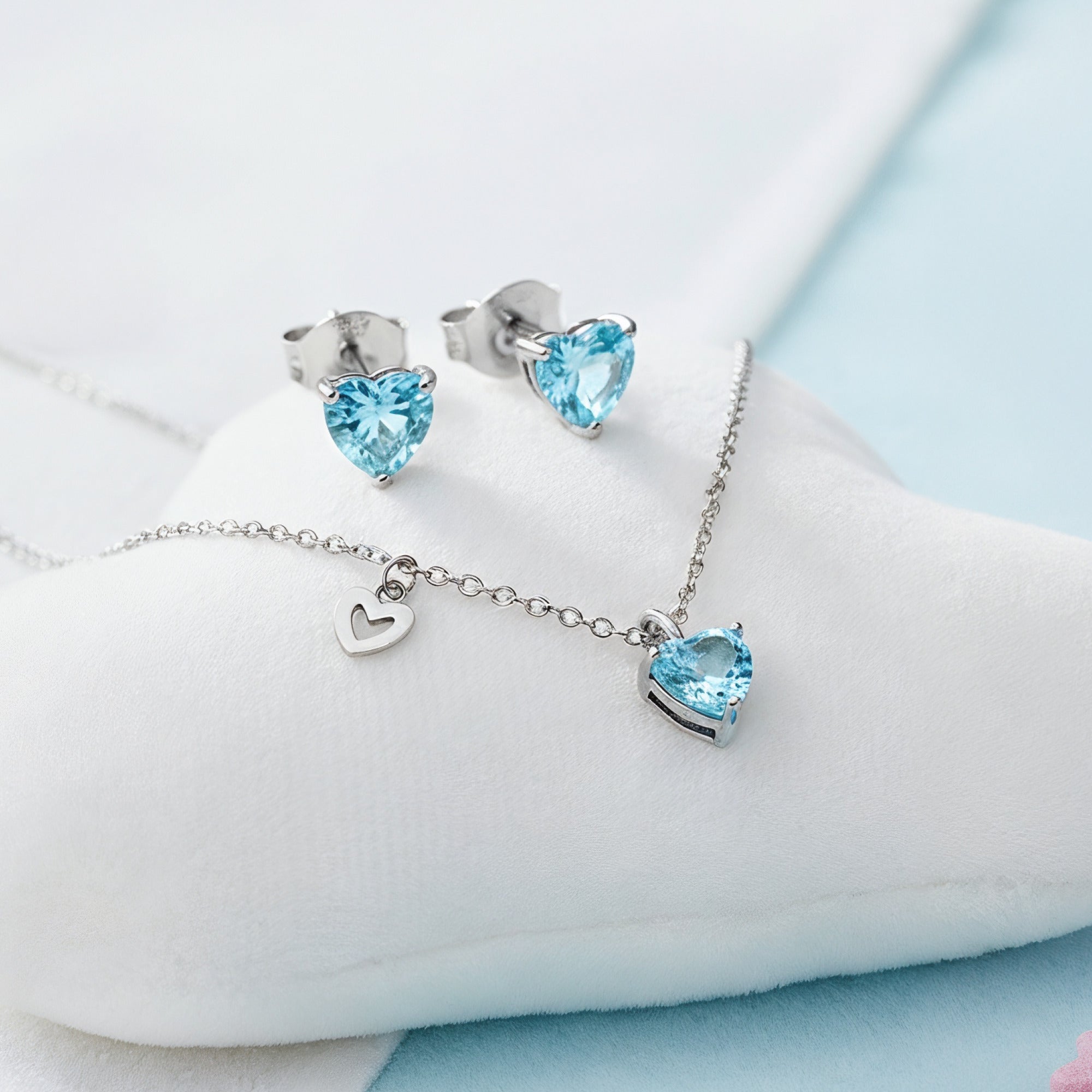 Engelsrufer Collana Bambina Acciaio Cuore Blu Zirconi