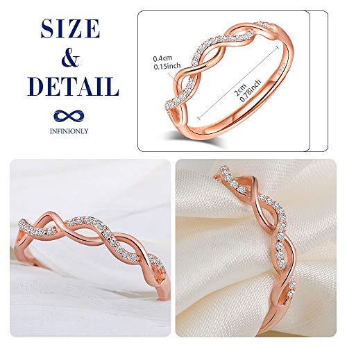 INFINIONLY Fashion Anello Infinito Argento 925 Regolabile Zirconi