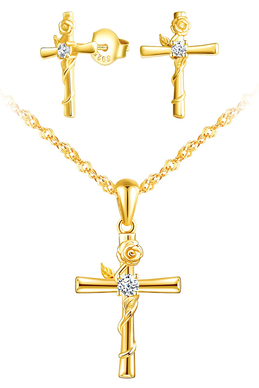 Infinionly collana croce argento 925 oro zirconi