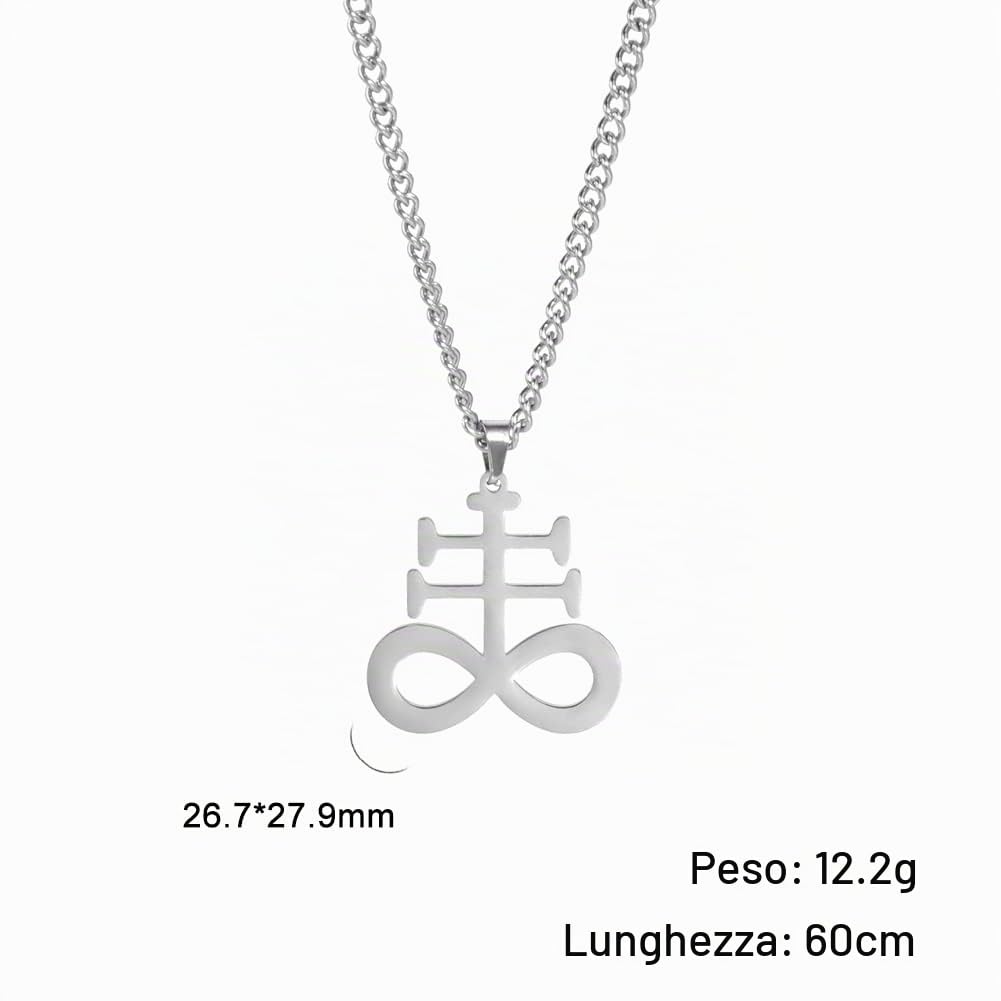 EUEAVAN Necklaces collana croce Leviathan acciaio argento