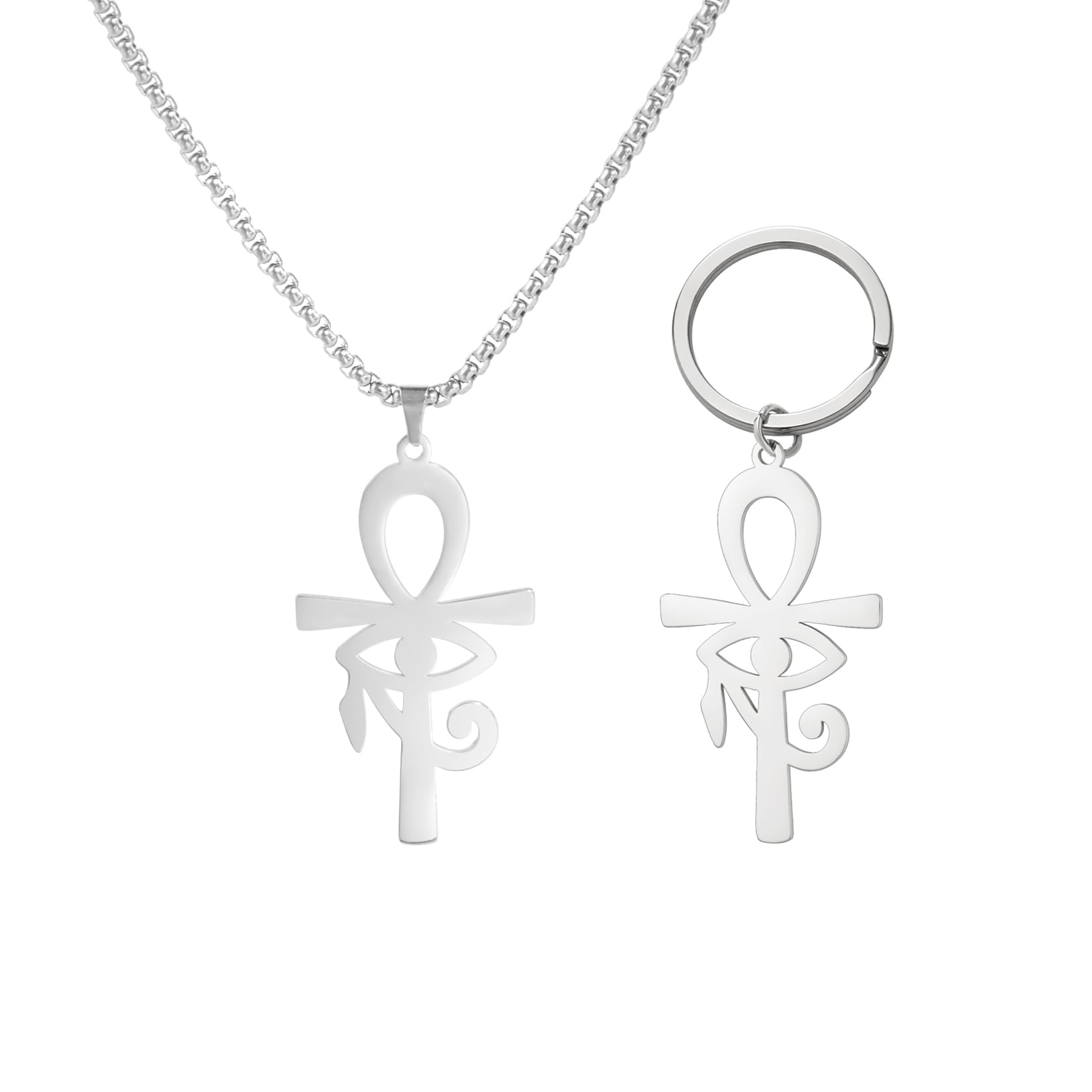 EUEAVAN Croce Ankh Occhio Horus Collana argento amuleto