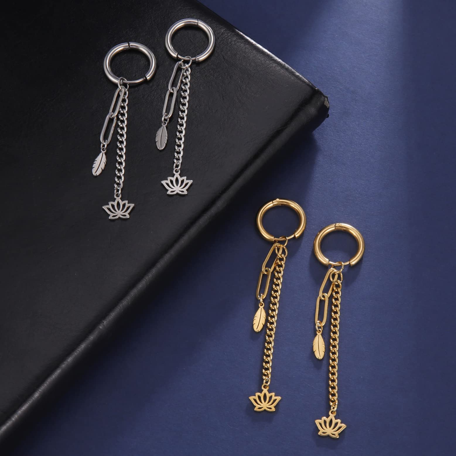 EUEAVAN Earrings Orecchini Loto Argento Pendenti Fiore