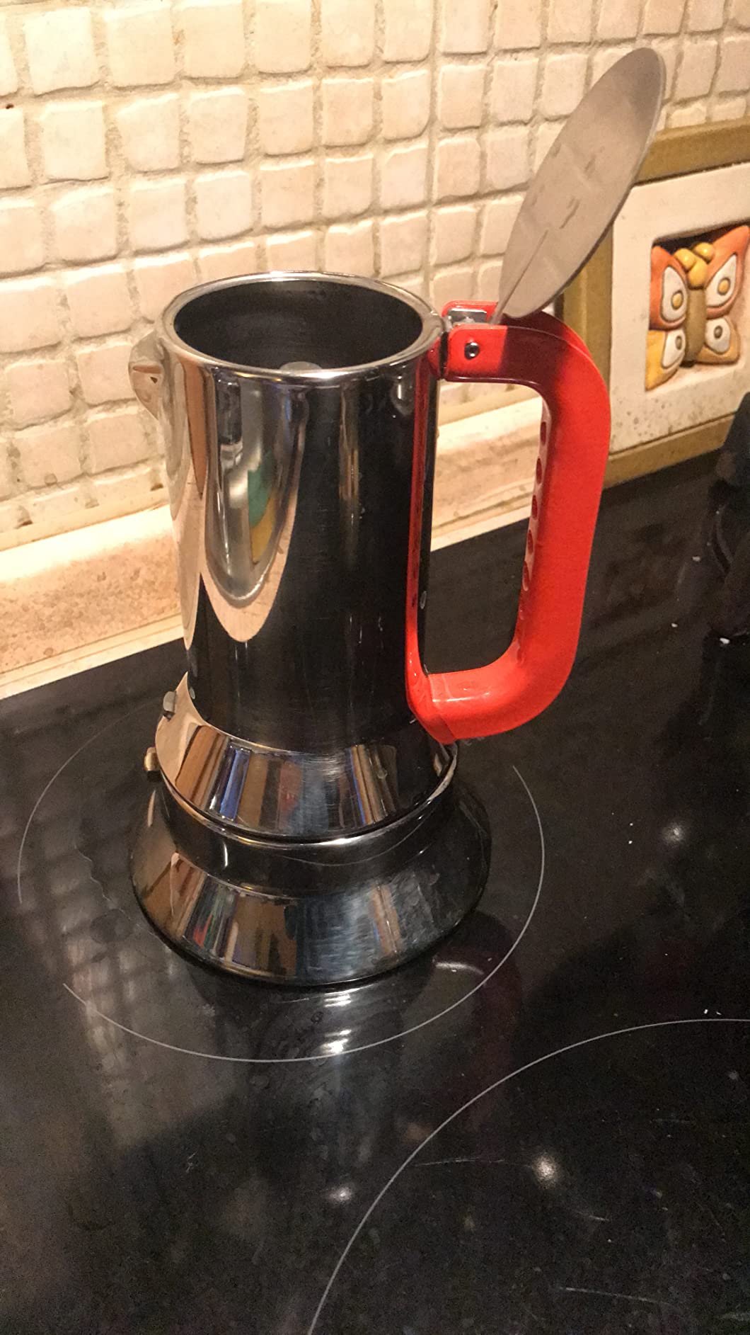 Alessi 9090/3 Manico Forato moka 3 tazze arancio