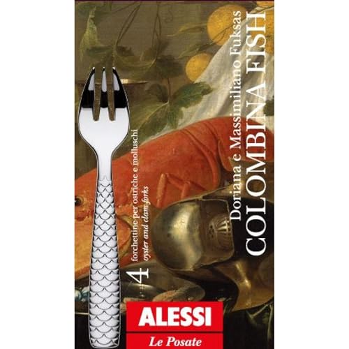 Alessi Colombina Fish FM23/36S4 forchettine ostriche set 4 pezzi acciaio