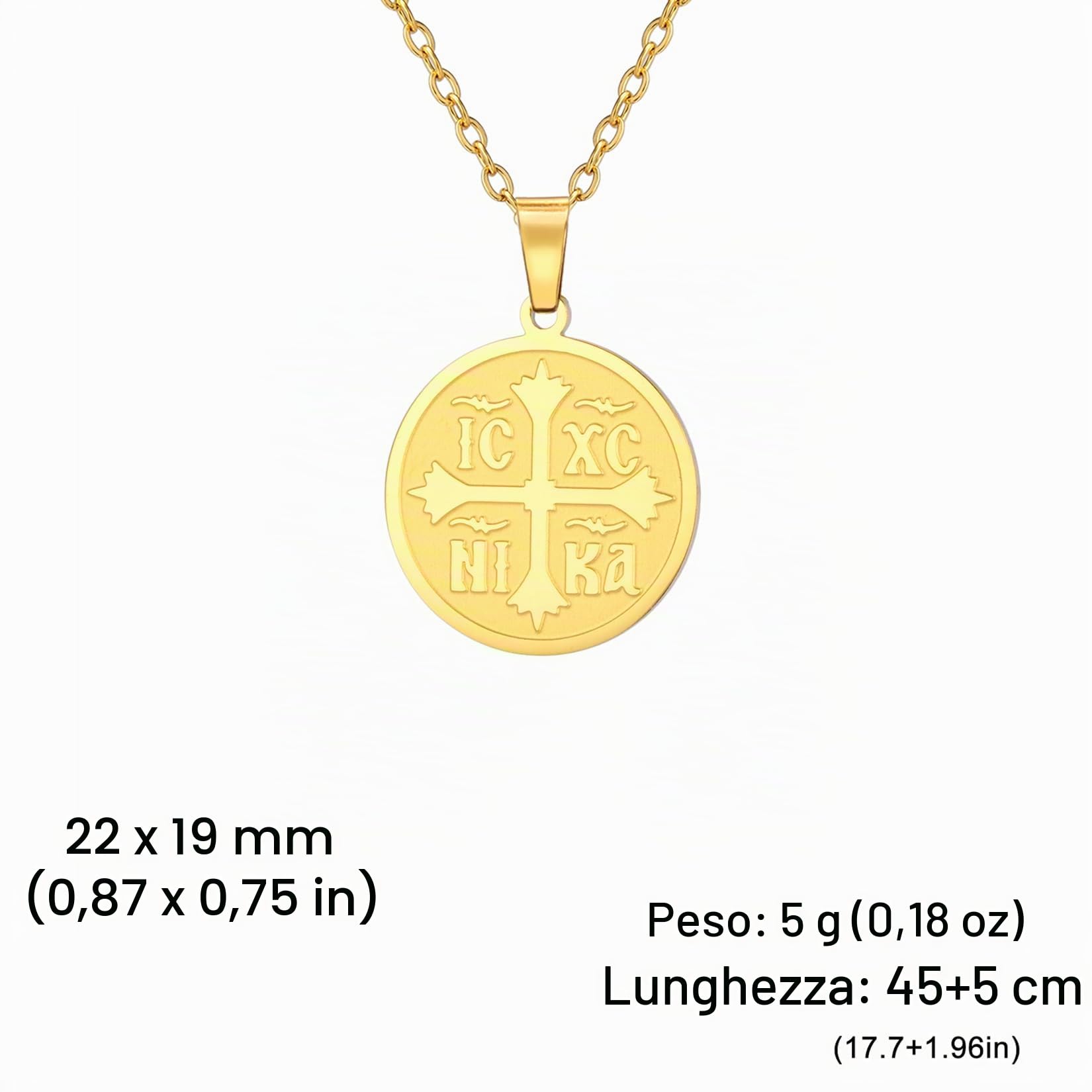Eueavan Croce Ortodossa Collana Oro IC XC NIKA Religiosa
