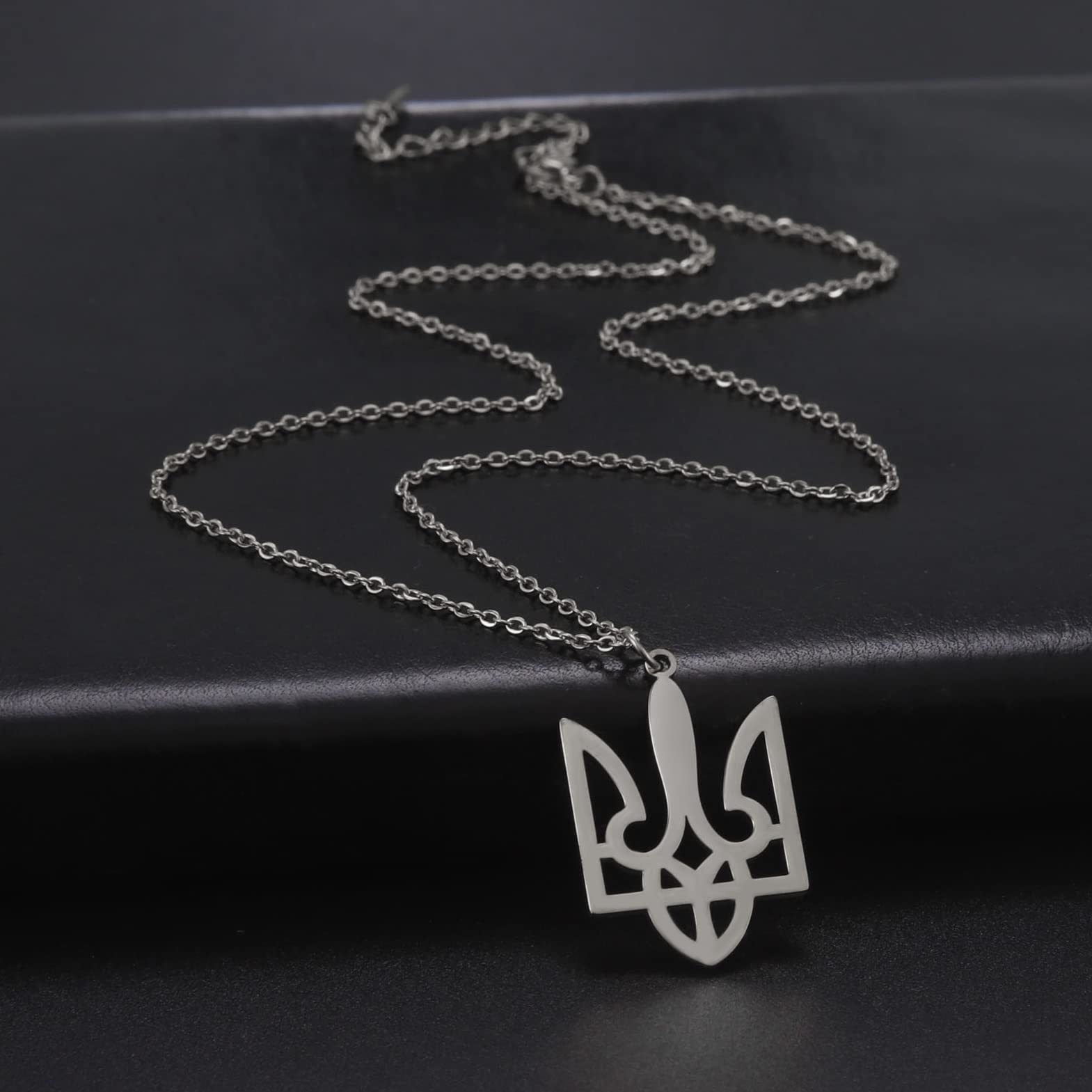 EUEAVAN Necklaces Collana tridente Ucraina argento acciaio