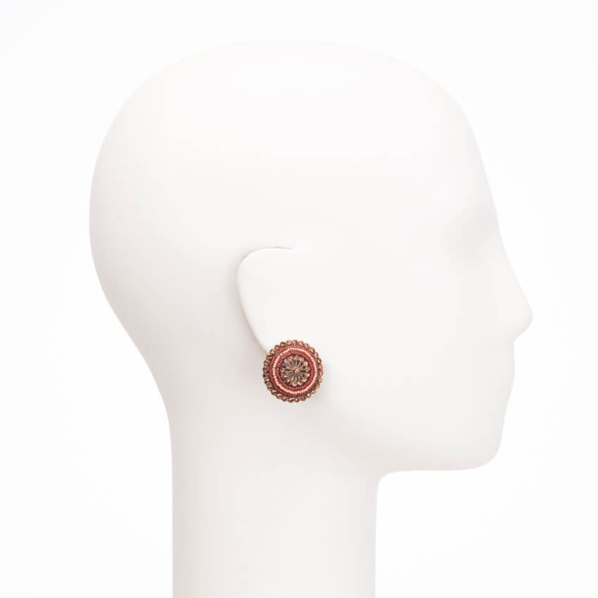 Chic Ad Hoc Orecchini Clip bottone microcristalli bordeaux