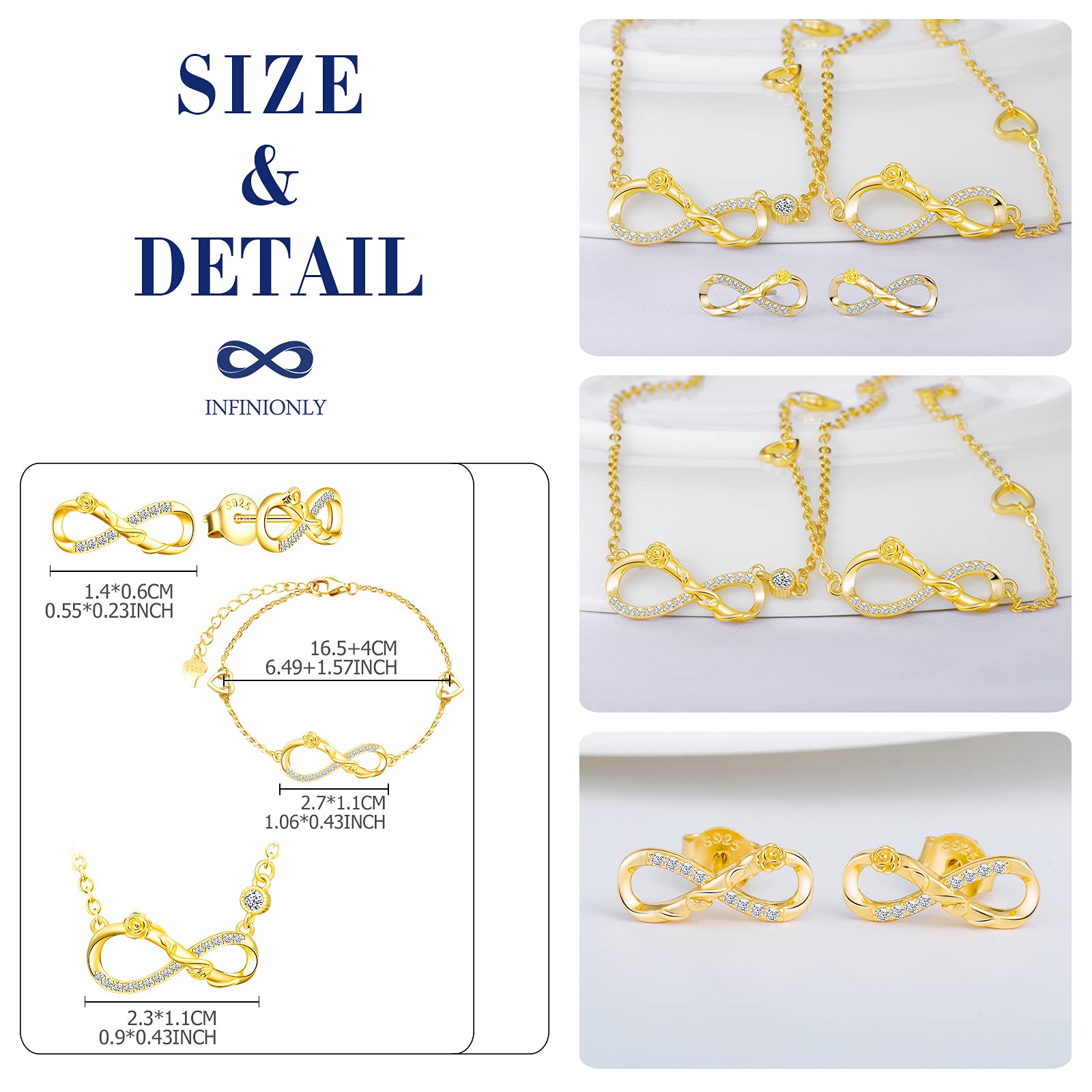 Infinionly Fashion Necklaces parure C argento 925 infinito fiore