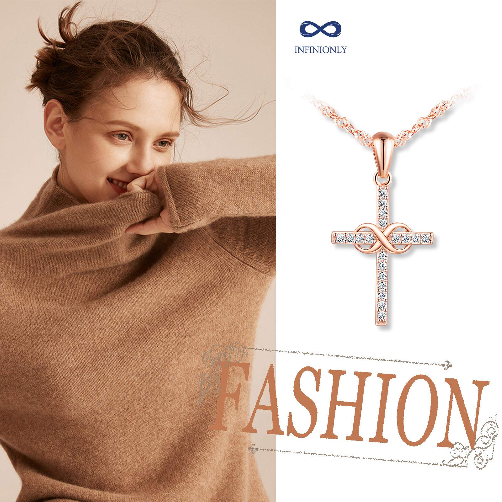 Infinionly Fashion Collana Argento 925 Oro Rosa Infinito
