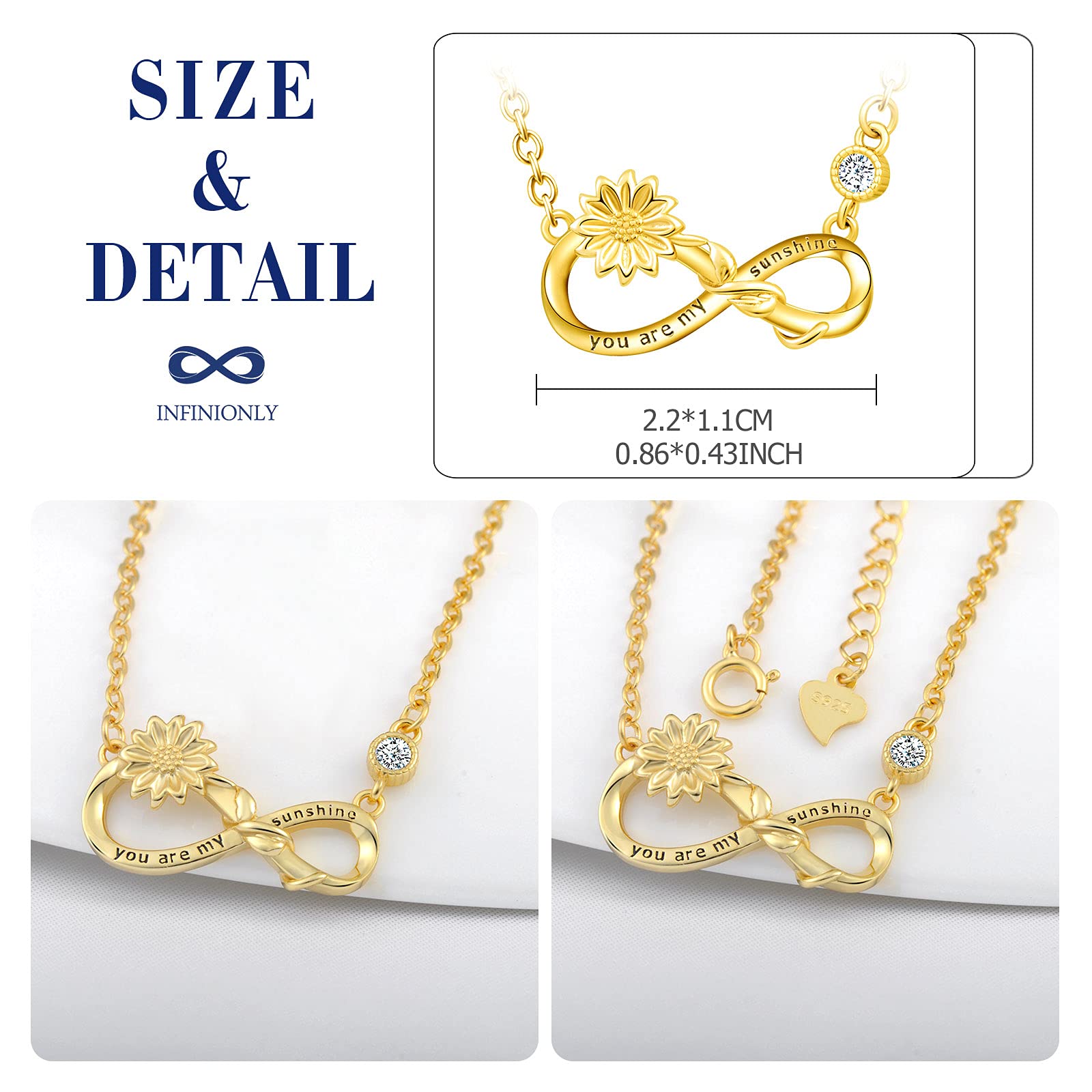 INFINIONLY Collana infinito girasole argento 925 oro