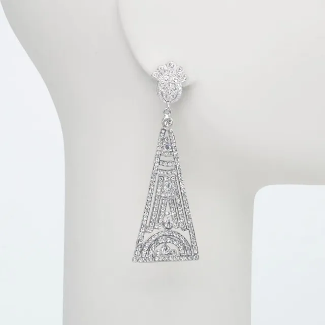 Chic Ad Hoc Orecchino clip triangolo strass argento