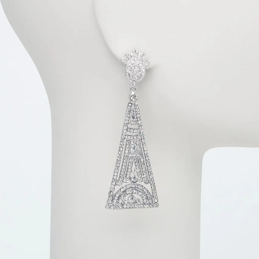 Chic Ad Hoc Orecchino clip triangolo strass argento