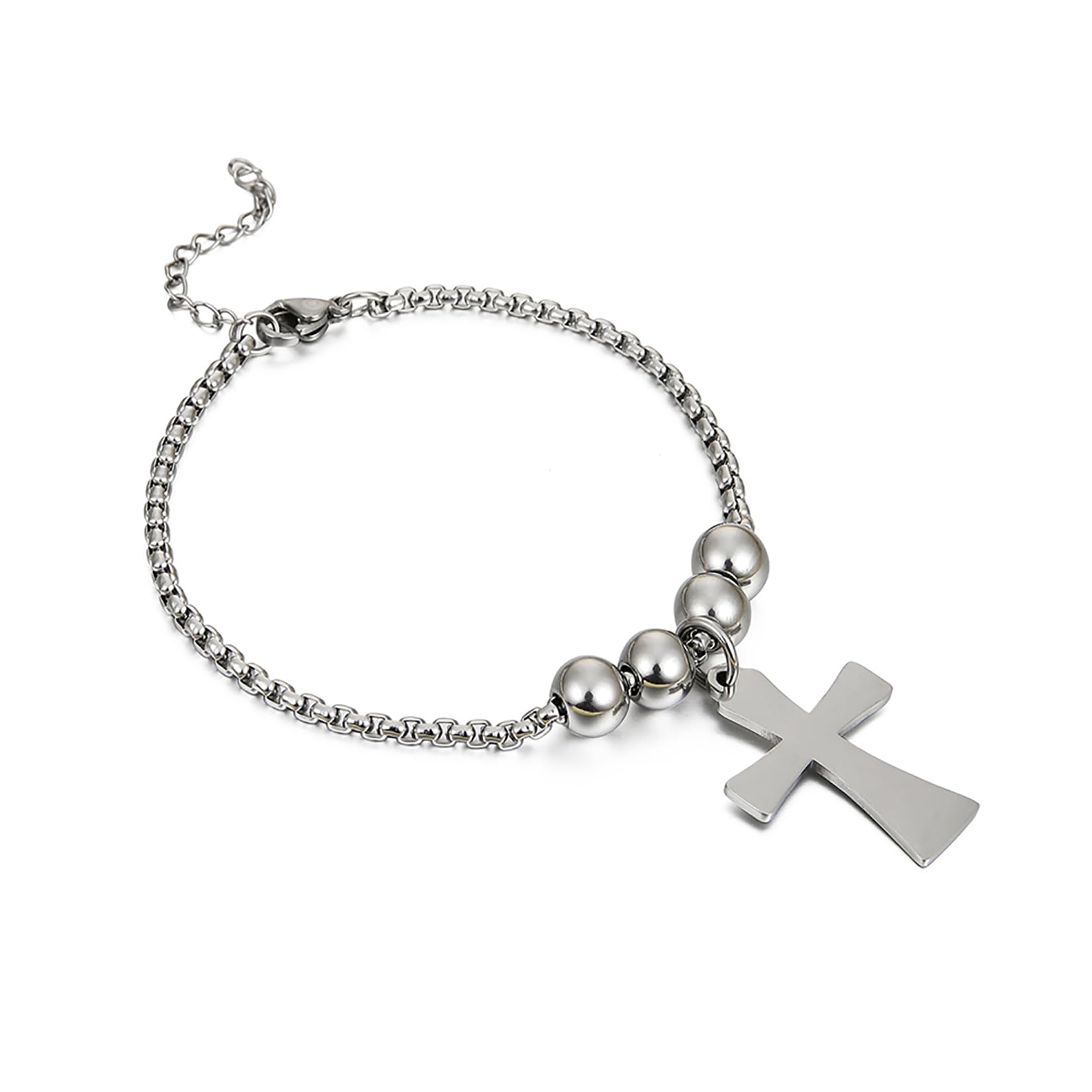 EUEAVAN Bracciale Croce Acciaio Inox Sfera Uomo Senza Pietra