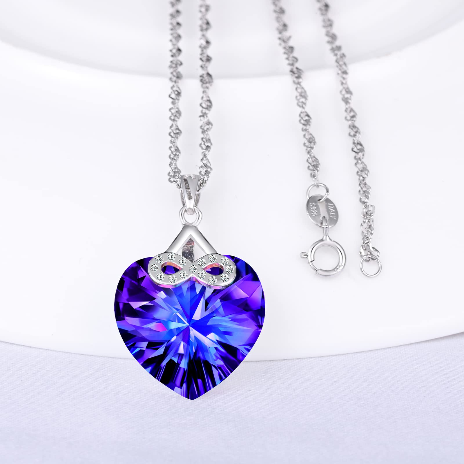 INFINIONLY Fashion Collana Cuore Cristallo Viola Argento 925
