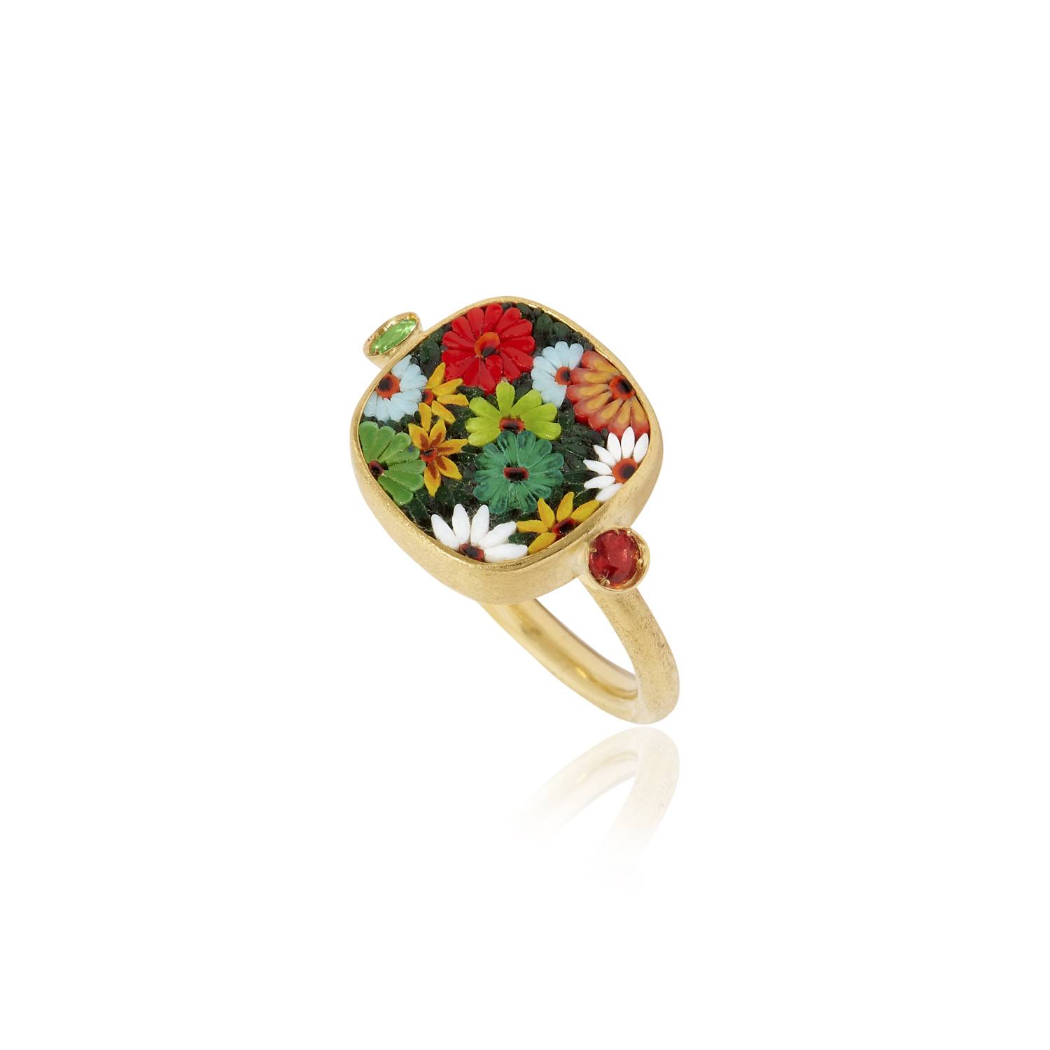Le Sibille Fez anello oro giallo 18ct zaffiri mosaico