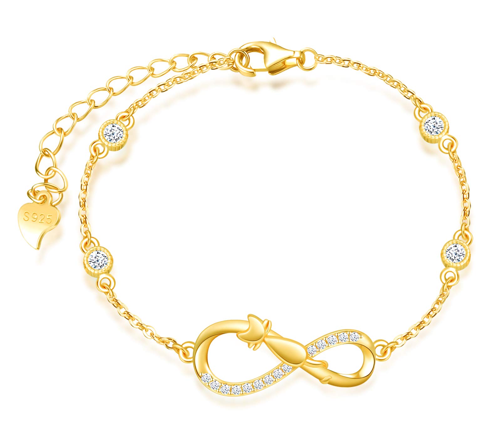 INFINIONLY Fashion Necklaces collana oro infinito gatto zirconia