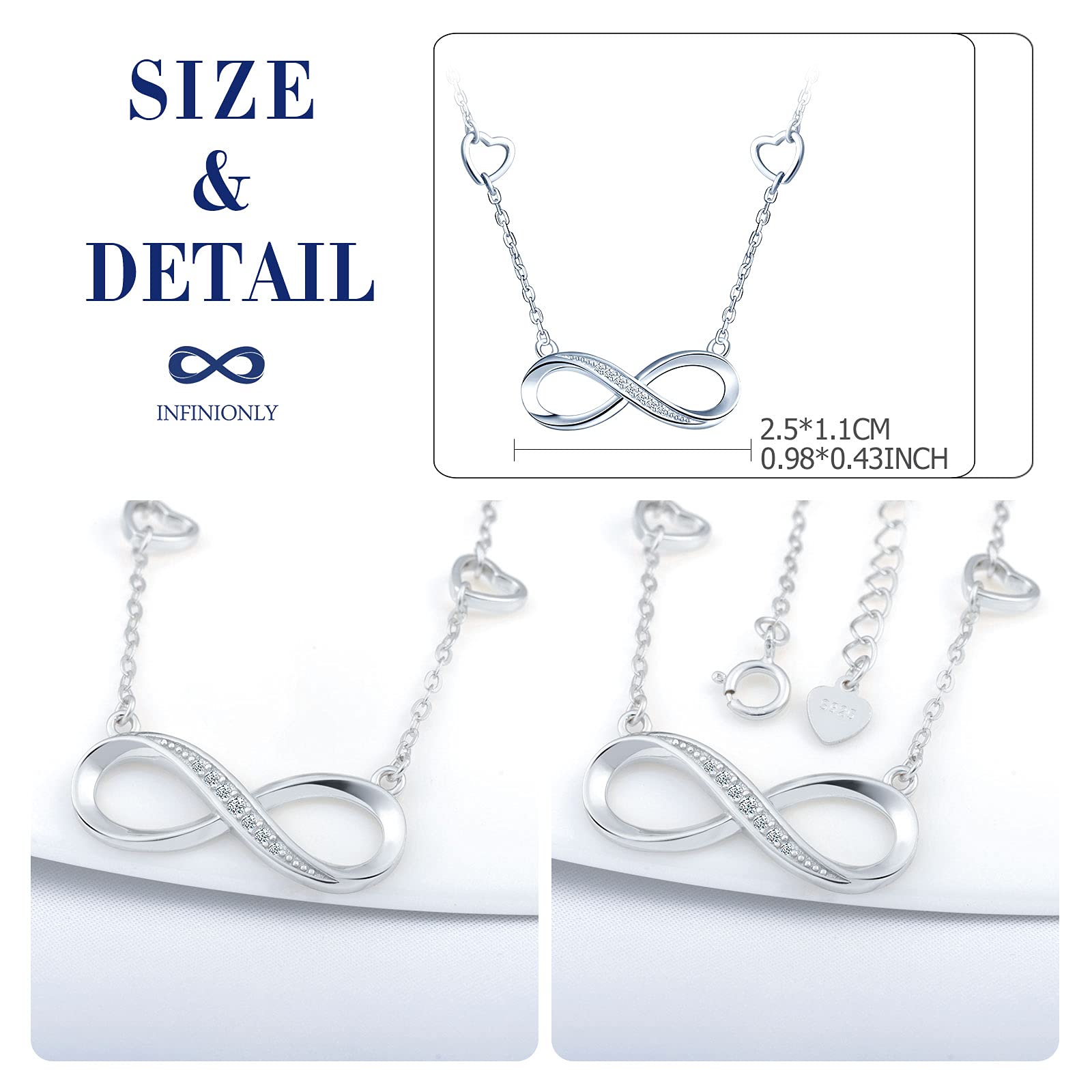 INFINIONLY Collana infinito cuore argento 925