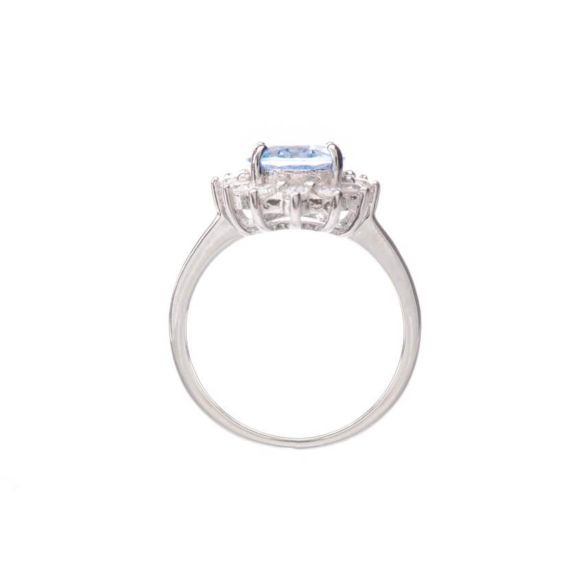 Chic Ad Hoc Anelli Anello fiore acquamarina anello argento crystal