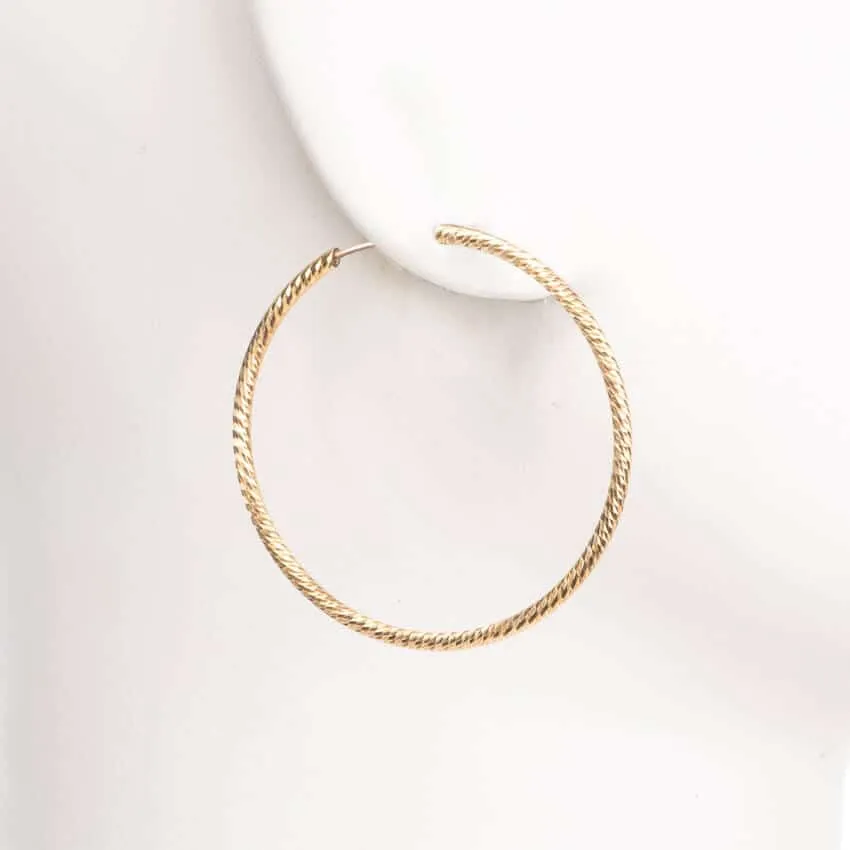 Chic Ad Hoc Orecchini Cerchio Sottile Placcato Oro Diamantato S