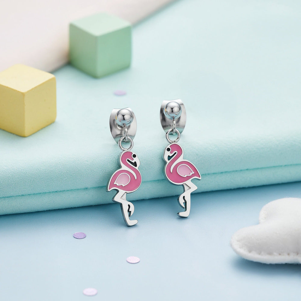 Engelsrufer Kinder orecchini fenicottero acciaio smalto rosa