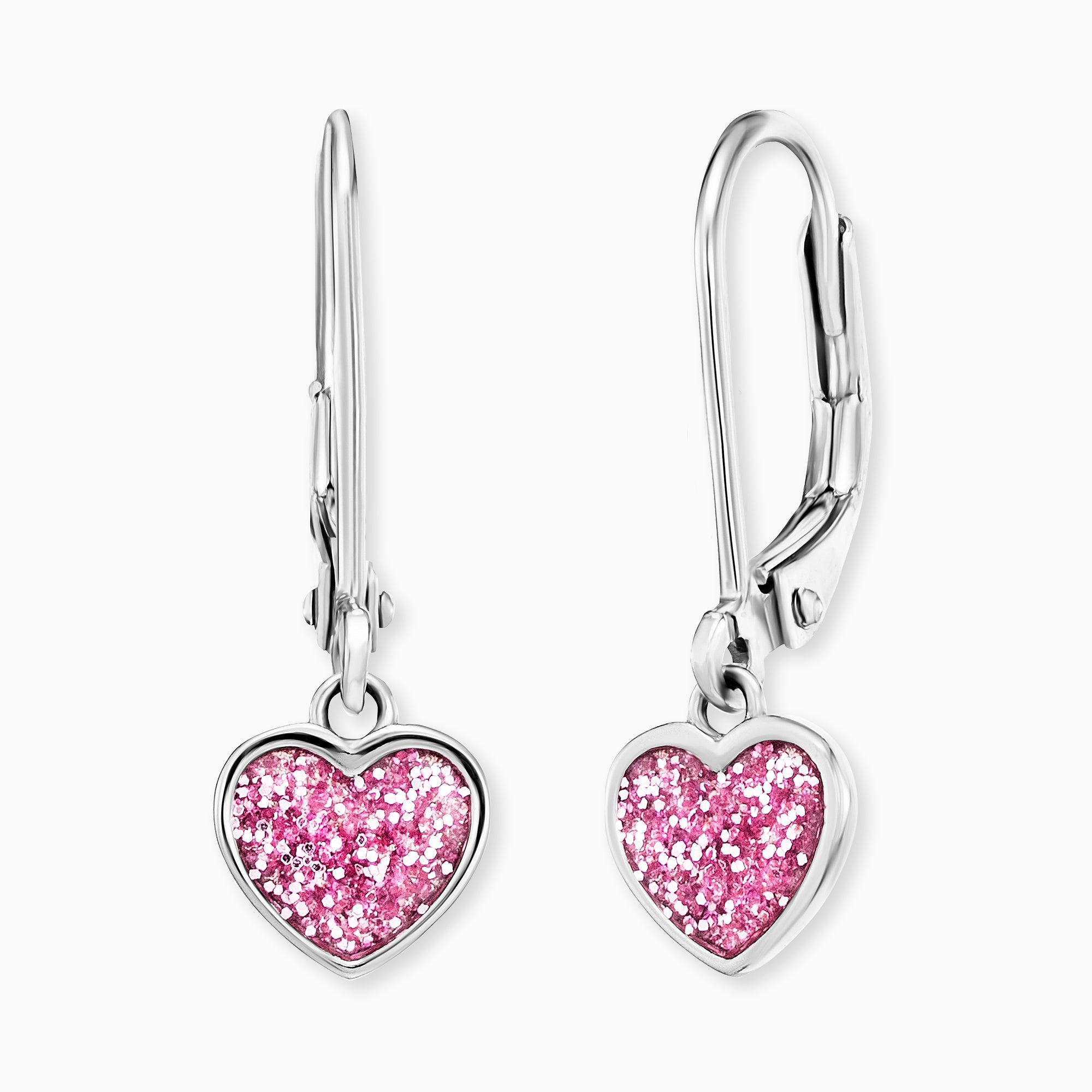 Engelsrufer Kinder orecchini cuore glitter smalto rosa