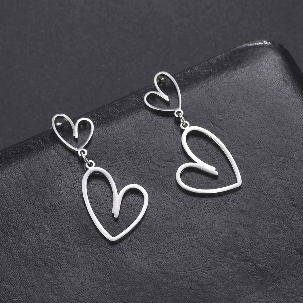 EUEAVAN Earrings orecchini cuore asimmetrici argento