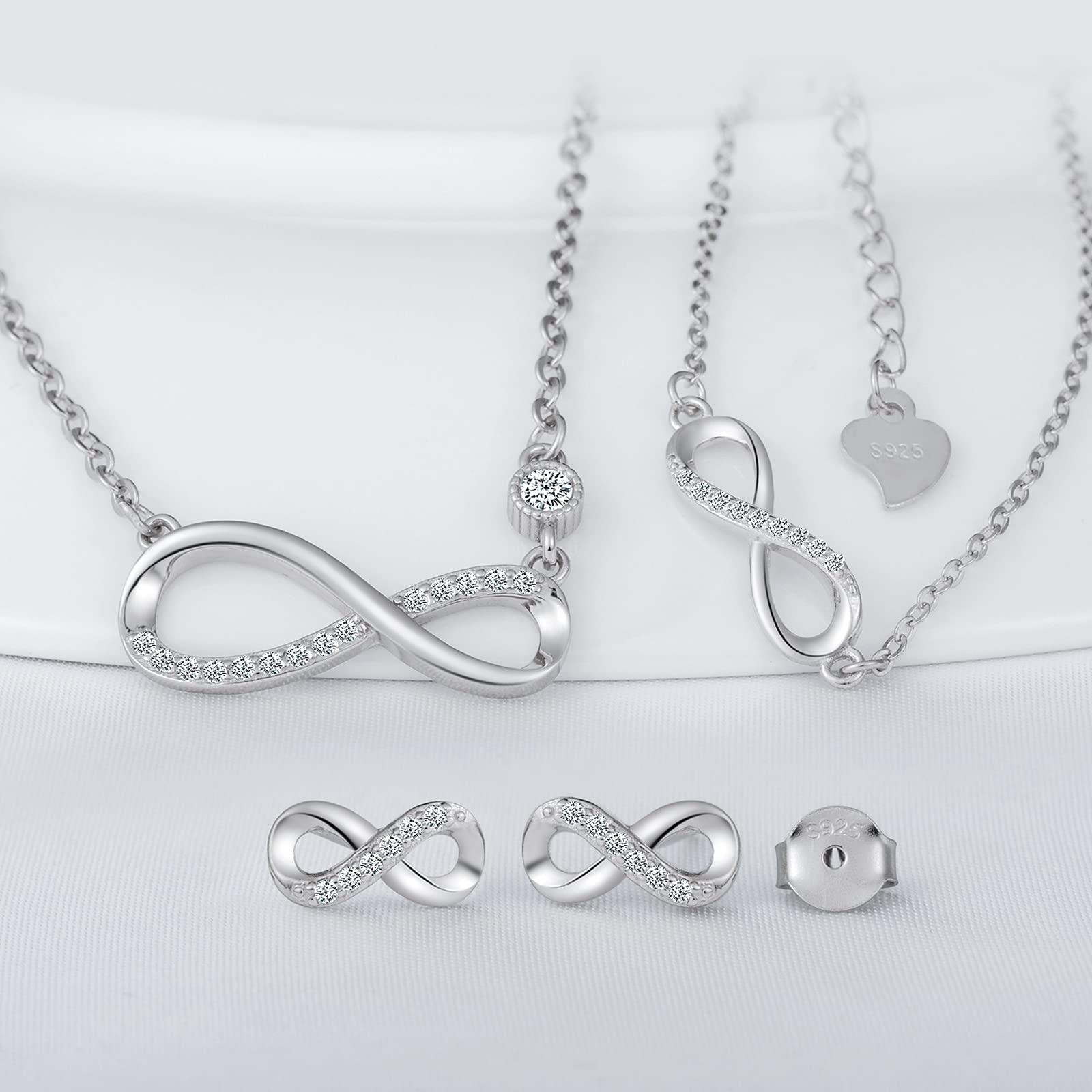 Infinionly Fashion parure argento 925 infinito set C zirconi