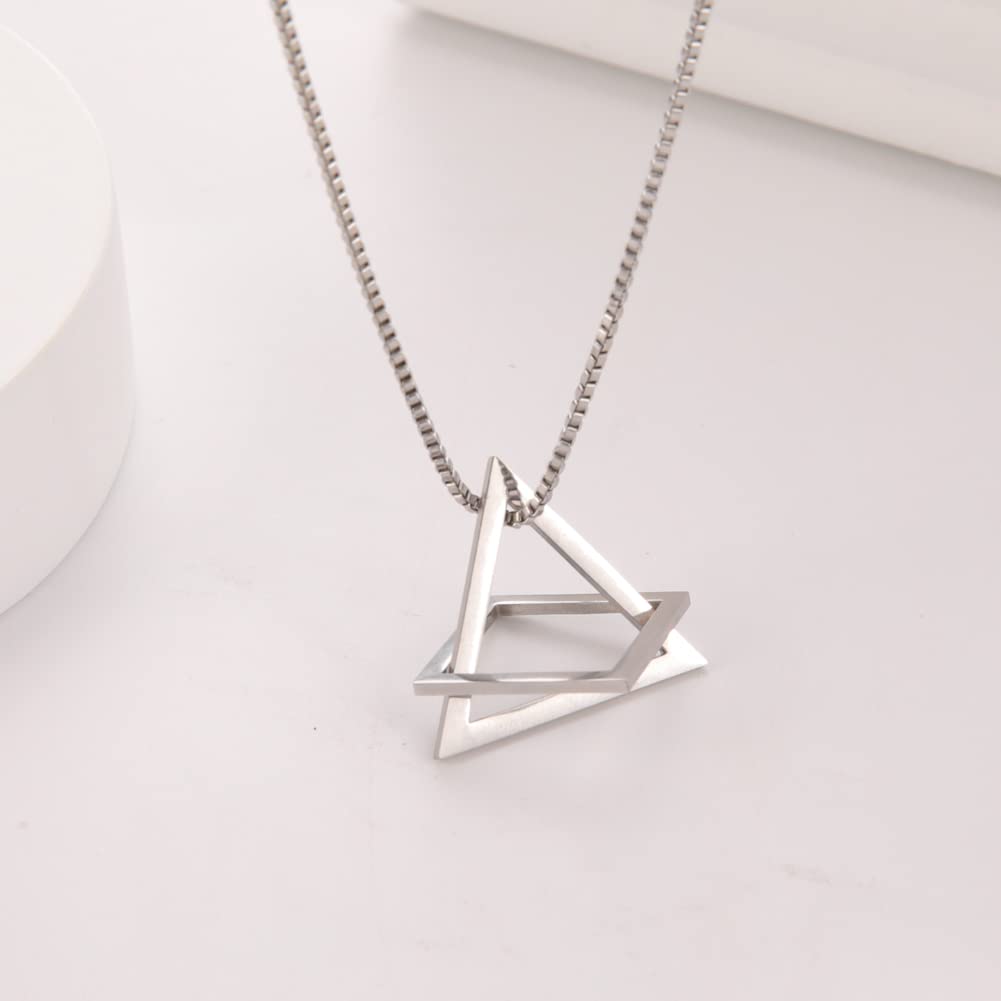 EUEAVAN Necklaces collana acciaio triangolo minimal uomo