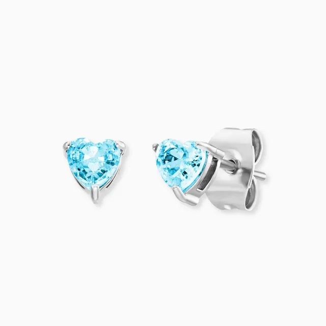 Engelsrufer Kinder Orecchini acciaio cuore zirconi blu