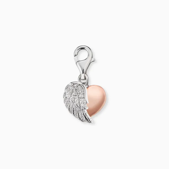 Engelsrufer Charms Heart Wing charm argento 925 bicolor zirconia