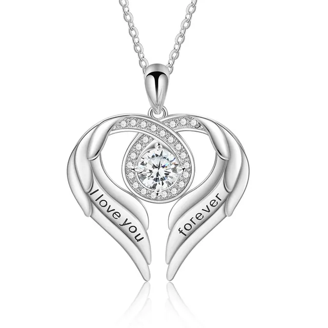 Jessemade Gioielli Collana Ala Cuore Argento 925 Love You