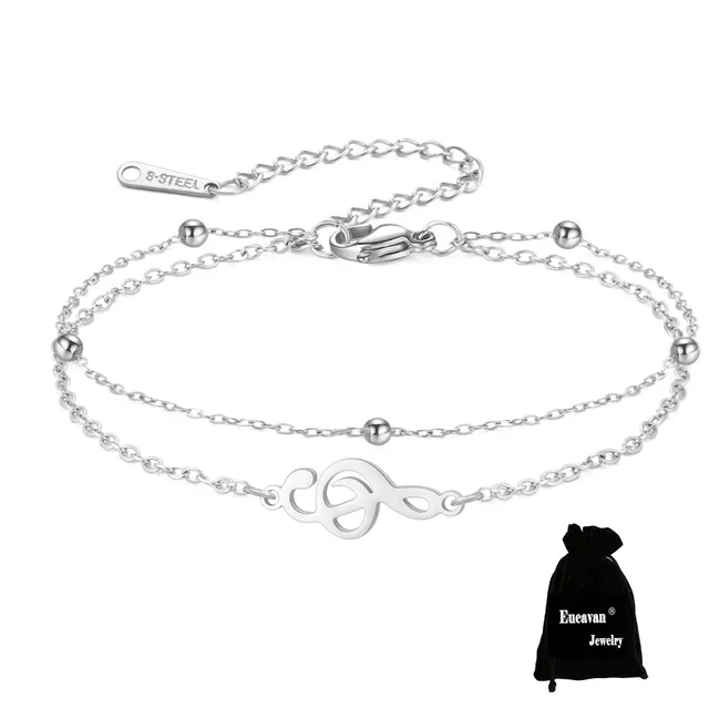 EUEAVAN Bracelets Braccialetto musica argento multistrato