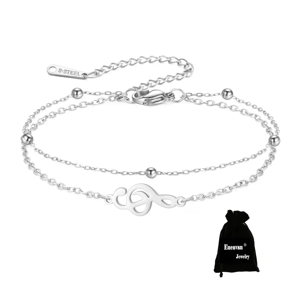 EUEAVAN Bracelets Braccialetto musica argento multistrato