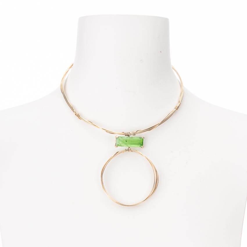 Chic Ad Hoc Collana girocollo rigido oro ciondolo verde