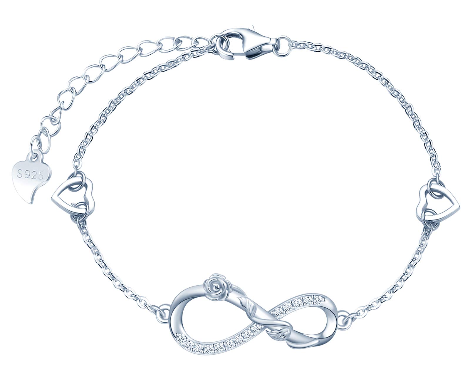 Infinionly Fashion bracciale stella argento 925 fiore rosa zirconi