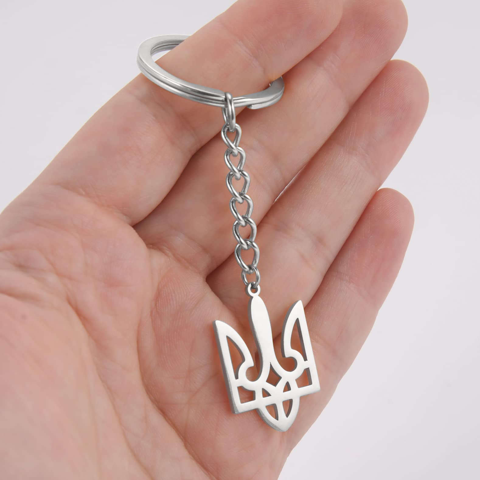 EUEAVAN Keyrings Portachiavi Tridente Ucraina Argento